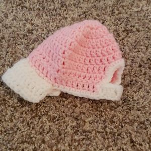 Newborn pink knit baseball cap